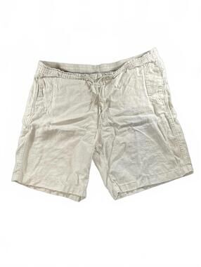 Neiman Marcus Men's Casual Beige Linen Shorts with Drawstring Waist - Size XL